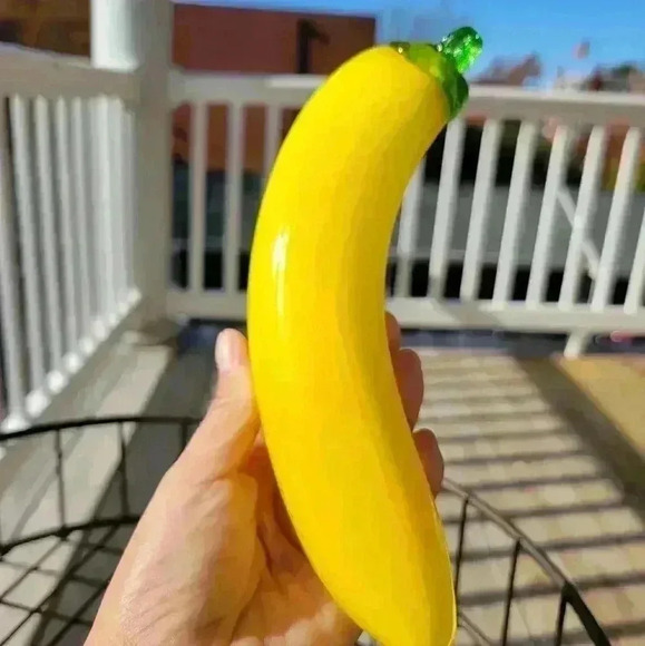 Vintage Yellow and Green Banana Murano Style Glass Fruit Only for Decoration - Picture 1 of 5